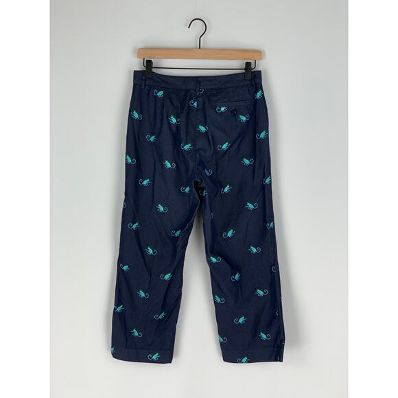 Lilly Pulitzer Circus Monkey Cropped Trouser Pants Women Size 6 Navy Embroidered - Picture 4 of 6